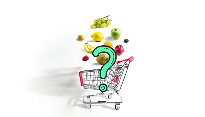 shopping cart with fruits and vegetables