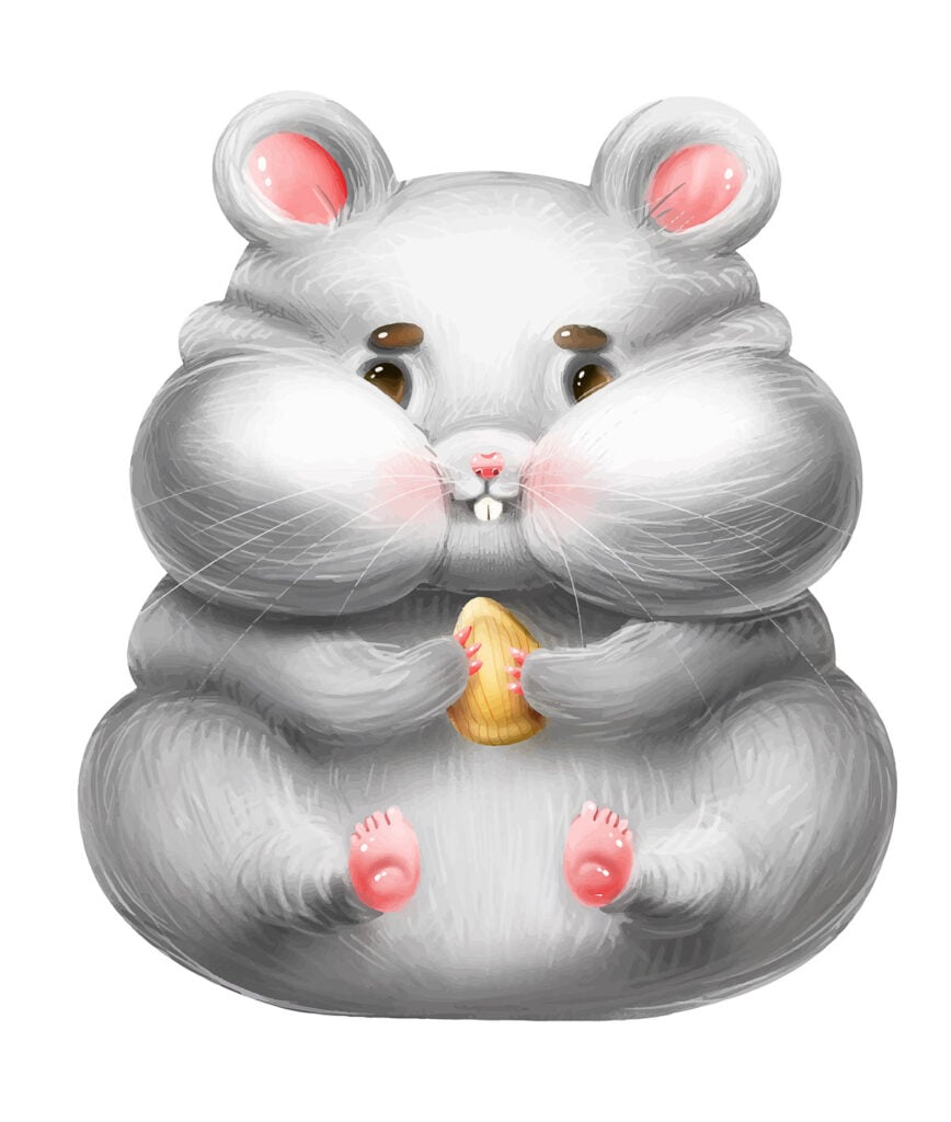 white fat cartoon hamster